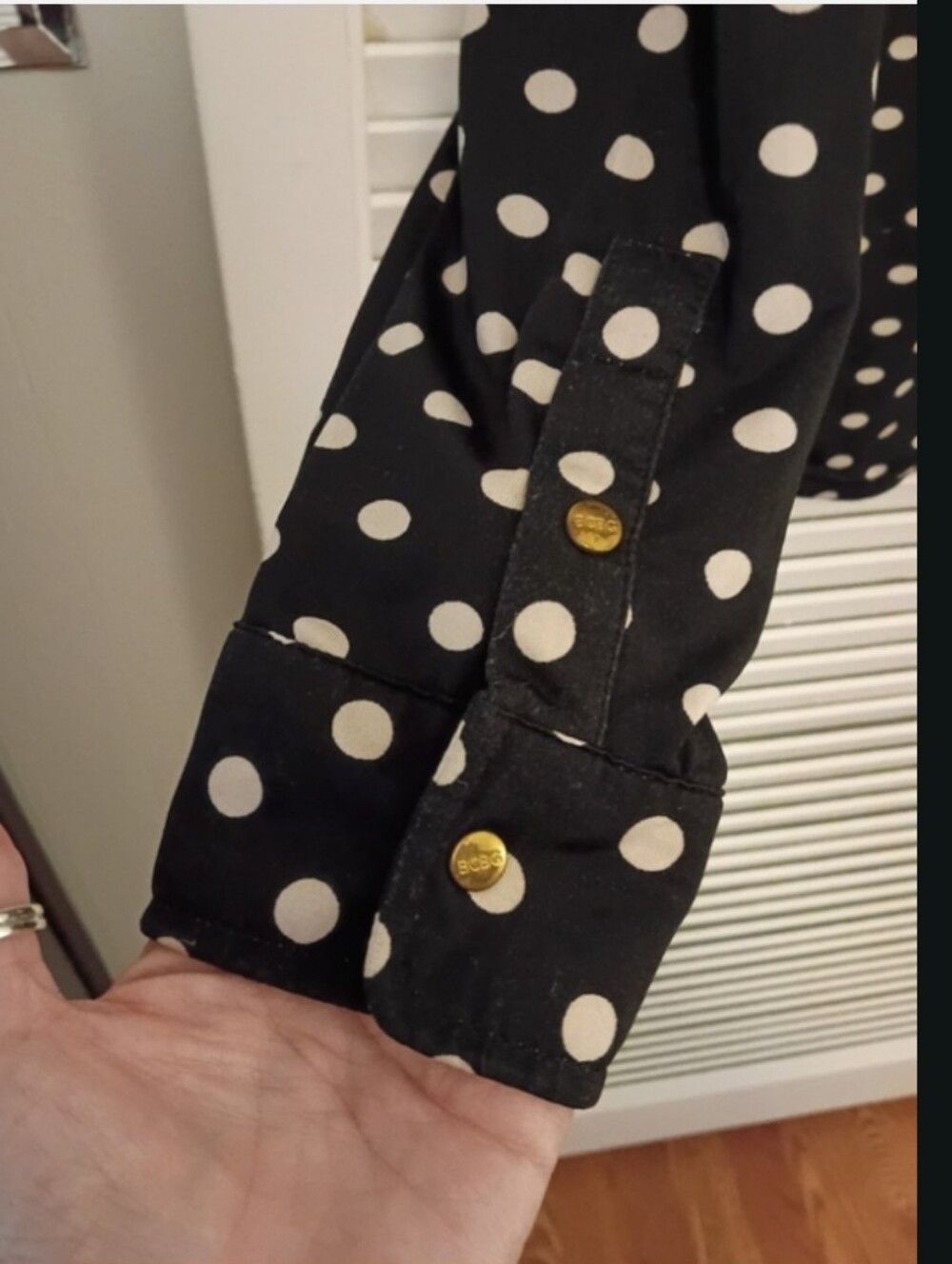 BCBGMaxAzria Black Polka Dot Button-Down Shirt - Picture 5 of 7